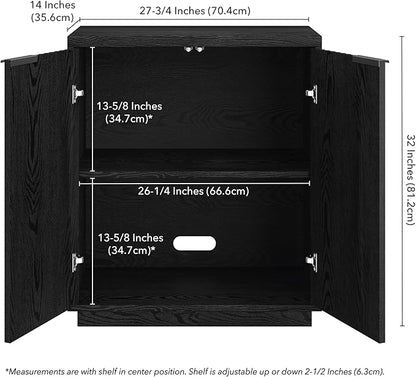 Henn&Hart 28" Wide Rectangular Accent Cabinet in Black Grain, for Home, Living Room, Bedroom, Entertainment Room, Office