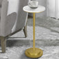 Drink Table, Carved Table Top Small Pdestal Martini SideTable for Living Room, Bedroom, Modern, Weighted Base, White and Gold