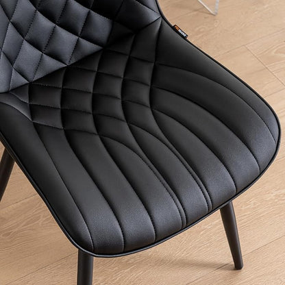 YOUNUOKE Black Dining Chairs Set of 2 Modern Upholstered Kitchen Chair Comfortable PU Leather Dinner Chairs for Kitchen Dinning Room
