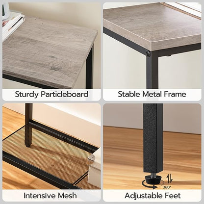 HOOBRO 29.5" Narrow Console Table, Small Entryway Table with Shelf, 2 Tier Thin Sofa Table, Behind Couch Table, Side Table, for Hallway, Living Room, Bedroom, Greige and Black BG74XG01