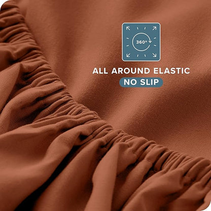 Bare Home King Sheet Set - Luxury 1800 Ultra-Soft Microfiber Queen Bed Sheets - Double Brushed - Deep Pockets - Easy Fit - 4 Piece Set - Bedding Sheets & Pillowcases (King, Terracotta)