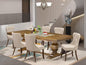 NKSI7-AWA-04 7-Piece Modern Dining Table Set Includes a Kitchen Table and 6 Light Tan Linen Fabric Dining Room Chairs with Button Tufted Back - Antique Walnut Finish