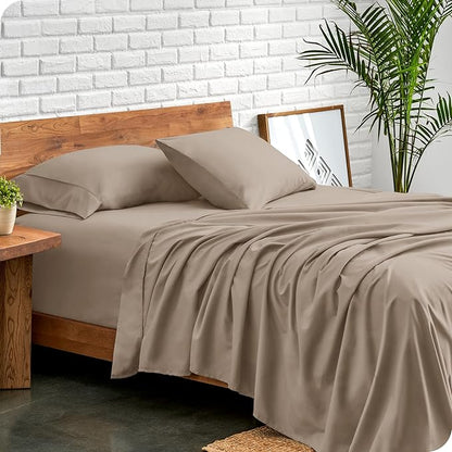 Bare Home King Sheet Set - Luxury 1800 Ultra-Soft Microfiber King Bed Sheets - Double Brushed - Deep Pockets - Easy Fit - 4 Piece Set - Bedding Sheets & Pillowcases (King, Pebble)