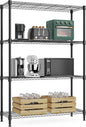 1000 lbs 4Tier Shelf Metal Storage Shelves Wire Rack Closet Organizers with Wheel for Garage Kitchen Bathroom Laundry Black 13.7" D x 29.5" W x 47.2" H