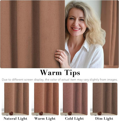 H.VERSAILTEX 100% Blackout Curtains for Bedroom Thermal Insulated Linen Textured Curtains Heat and Full Light Blocking Drapes Living Room Curtains 2 Panel Sets, 52x96 - Inch, Washed Spice