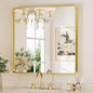 Keonjinn Gold Bathroom Mirror for Over Sink, 30" x 30" Brushed Brass Mirror, Large Rounded Rectangle Gold Vanity Mirror with Metal Frame, HD Tempered Glass Square Wall Mirror(Horizontal/Vertical)