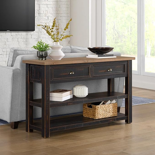Martin Svensson Home Monterey Sofa Console Table, Black and Driftwood