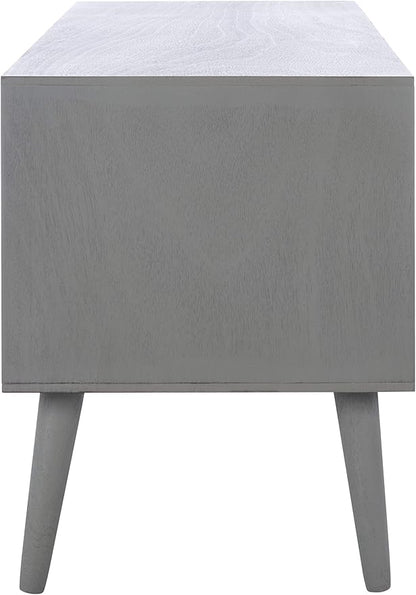 SAFAVIEH Sorrel TV Stand for up to 55" Flatscreen – Distressed Grey, 2 Doors with Interior Storage, 2 Open Shelves, Entertainment Media Console (MED5701D)