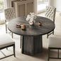 DWVO 47" Round Dining Table for 4-6 People Farmhouse Industrial Dinning Room Table with 1.18" Thickness Wood Grain Tabletop Rustic Circle Dining Table with Hexagonal Base for Eating Dinner Grey