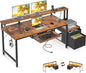 AODK Computer Desk with Drawers and Keyboard Tray, 63" Office Desk with Power Outlet, Reversible Study Work Desk with Printer Shelf and PC Stand for Home Office, Vintage