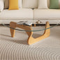Mid Century Modern Glass Coffee Table, Small Coffee Table for Living Room, Elegant and Functional Coffee Tables, Suitable for Bedroom Living Room Reception Office Tables（Wood/Transparent，Small）