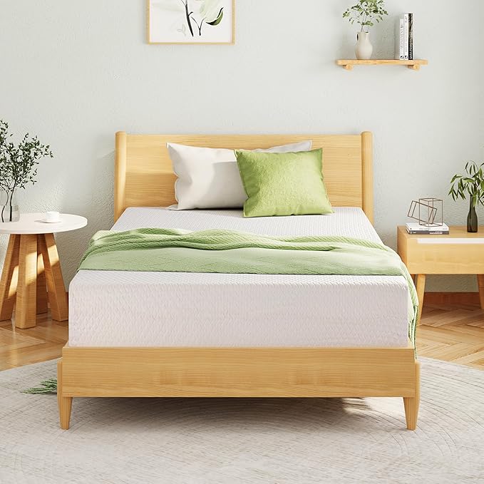 Twin XL Memory Foam Mattress, 5 Inch Bed Mattress in a Box with Cooling Green Tea Gel, Relieve Pressure with Medium Support, CertiPUR-US Certified, 80''L x 38''W, White