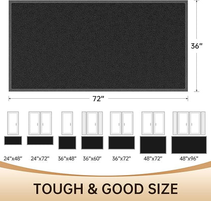Amyracel Front Door Mat Indoor Outdoor Entrance, 36" x 72" All-Season Waterproof Heavy Duty Doormat for Outside Entry, Stain and Fade Resistant, Low Profile, Easy Clean Patio Entryway Mat