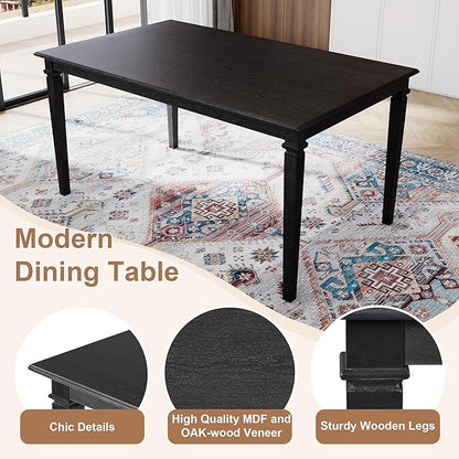Merax 6-Piece Retro Dining Table Set, 6 Seats Wooden Rectangular Table, with 4 Chairs & 1 Bench for Kitchen Room, Classic Furniture, Dovetall Grey