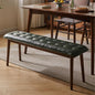 Entryway Bench, Solid Wood Dining Bench, Midcentury End of Bed Bench with PU Leather Padded Seat, Bedroom Bench, 47.24" L x 12.6" W x 17.72" H (Green)