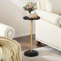 Drink Table Set of 2, Small Round Pedestal Side Table with Carved Top for Living Room, Bedroom, Small Space, Corners and Office, Gold and Black