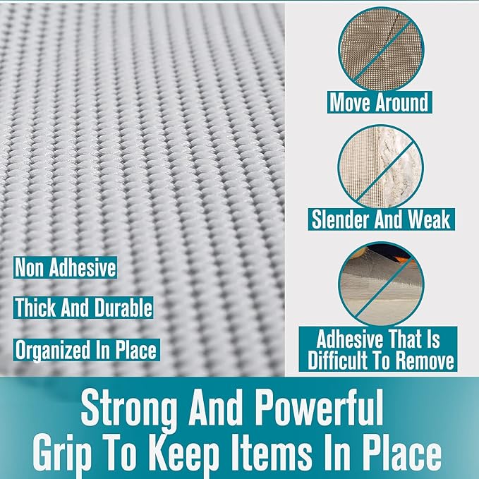 Shelf Liner, Non-Adhesive Roll Drawer Liners 12 Inches x 20 Feet, Non Slip Grip Durable Strong Clean, Shelving Liner for Kitchen cabinets,Storage, Desks, Kitchenware, Tableware, Light Gray