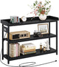 IRONCK Console Table, Sofa Table with Power Outlet, Farmhouse Hallway Table for Entryway, Living Room, Height Adjustable, Easy Assembly, Vintage Black, 43"