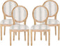 Christopher Knight Home Phinnaeus Dining Chair Set, Set of 4,Wood, Gray Stripes + Light Beige + Natural