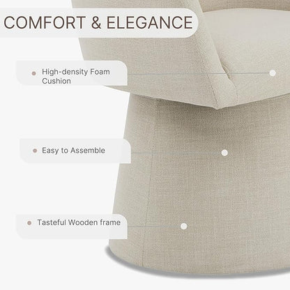 Swivel Dining Chairs Modern Accent Armchair Side Deskchair for Diningroom Vanity Bedroom Livingroom Reading Room,Linen,4 Box