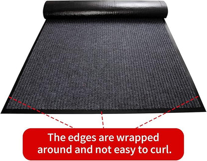 TANYOYO 3' X 10' Commercial Grade Door Floor Mat Brush Step Entrance Mat Vinyl Backed Utility Doormat Heavy Duty Floor Rugs Commercial Outdoor Carpet Indoor Entrance Mat，Grey