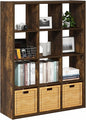 Furinno Cubicle Open Back Decorative Cube Storage Organizer, 12-Cube, Amber Pine