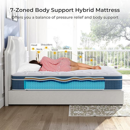 Full Size Mattress 10 Inch, Hybrid Full Mattress in a Box, Full Bed Mattress with Individual Pocket Springs and Pressure-Relieving Memory Foam, Breathable, Medium Firm Mattress 75"x54"x10"