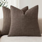 Foindtower Set of 2 Decorative Linen Check Throw Pillow Covers Neutral Farmhouse Vintage Cushion Covers Modern Boho Home Decor for Sofa Chair Couch Bedroom Living Room Outdoor,16×16 Inch,Dark Brown