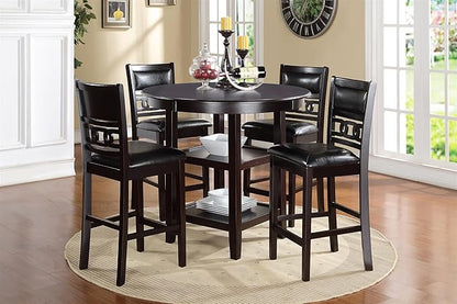 New Classic Furniture Gia 5-Piece Round Counter Height Set with 1 Dining Table and 4 Chairs, 42", Ebony