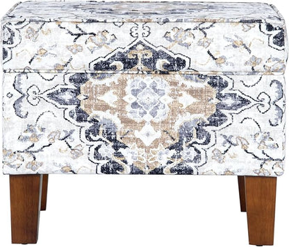 Home Decor | Dinah Collection Modern Storage Ottoman | Ottoman with Storage for Living Room & Bedroom(Antiqued Ebony Cream)