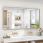 60x30 Silver Bathroom Mirror, Brushed Metal Framed Mirror for Vanity, Rounded Corner Rectangle Mirror for Wall, Anti- Rust, Shatterproof (Horizontal/Vertical)