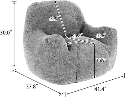 Furniliving Bean Bag Chair, Giant Bean Bag Chair Stuffed Floor Sofa for Adults Comfy Bean Bag Sofa with Back Support, Oversized Bean Bag Couch for Living Room Bedroom Dorm Office, Teddy, Dark Blue