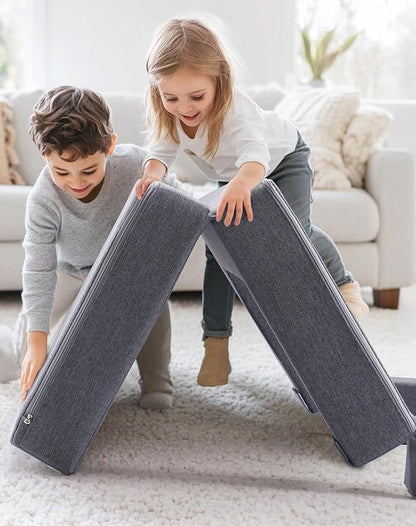 ROBUD Kids Couch, Gray Modular Kids Play Couch, DIY-Style & Washable Toddler Sofa for Playroom, Bedroom, Nursery, WG412