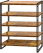 47" 5-Tier Bookshelf Rustic Wood and Metal Industrial Bookshelf for Home Office, Bedroom, Kitchen, Bathroom (Rustic Brown, 5-Tier)