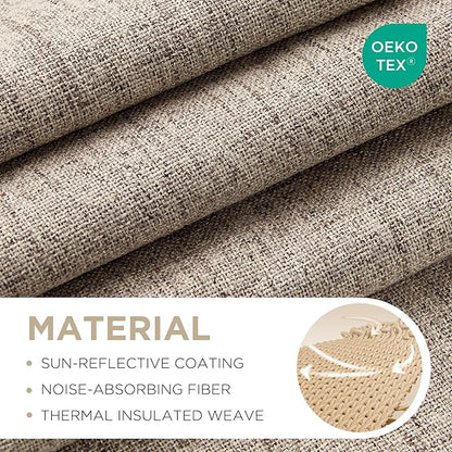 Joydeco 100% Blackout Curtains for Bedroom - Natural Linen Curtains 37"W x 90"L Long, Thermal Insulated 2 Panels Linen Light Blocking Drapes, Rod Pocket & Back Tabs, Darkening Privacy for Living Room