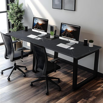 Kaboon Universal Tabletop 55"x27.5", Solid One-Piece Melamine Table Top, Double Desk L-Desk DIY, Home and Office Countertop, Cloud Atlas/Black Marble