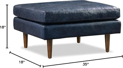 POLY & BARK Napa Ottoman in Full-Grain Semi-Aniline Italian Tanned Leather in Midnight Blue