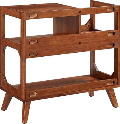 Crosley Furniture Asheville Mid-Century Modern Media Console Record Player Stand, Storage for Vinyl Records, Medium, Walnut