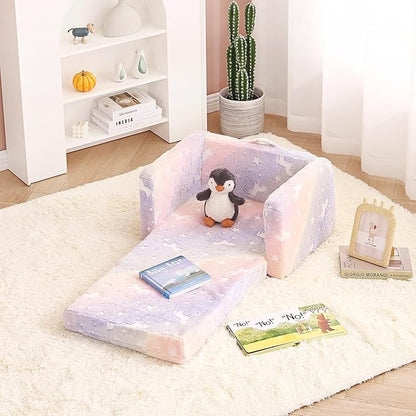 Tiita Kids Sofa, 2-in-1 Kid Sofa, Convertible Children Couch to Lounger, Flip Out Kids Chair, Toddler Armrest Chair Bed, Folding Kids Play Sofa for Girl or Boy(Twill Pegasus)