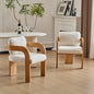 Christopher Knight Home Yorick Modern Boucle Dining Chair Set of 2 with Cushion, Solid Wood Dining Room Armchair Set, Curved Backrest Kitchen Side Chair, Living Room Comfy Extra Seat, Natural+White