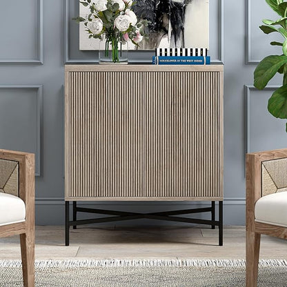 Henn&Hart 28" Wide Rectangular Accent Cabinet in Antiqued Gray Oak, for Home, Living Room, Bedroom, Entertainment Room, Office