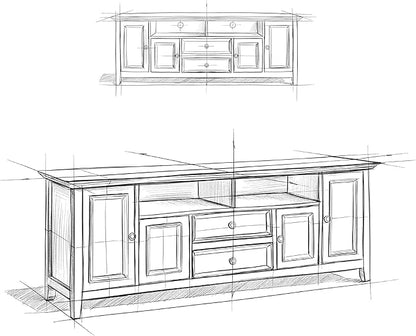 SIMPLIHOME Amherst 72-inch Wide Solid Wood TV Stand in White, Transitional-Style Media Console for Living Room with Cable Management and Adjustable Shelves, Fits 80" TVs