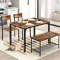 SogesHome Kitchen Table Set for 4, Compact Dining Table Chair Set with Bench, Built-in Storage Racks, Metal Frame, for Apartment, Restaurant, Vintage Brown