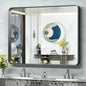 TokeShimi 48x40 Inch Wall Mirror Black Bathroom Vanity Mirror with Metal Frame Aluminum Alloy Soft Rounded Corner for Modern Farmhouse Wall Decor 1”Deep Set Design (Horizontal/Vertical)