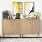 Pamapic Fluted Storage Cabinet, Sideboard Buffet Cabinet with Storage, Wood Credenza with Adjustable Shelves, Modern Accent Cabinet for Living Room, Kitchen, Entryway, Natural(2, Oak)