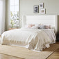 Allewie King Size Platform Bed Frame with Velvet Upholstered Wingback Headboard, No Box Spring Needed, Under Bed Storage Space, Strong Wooden Slats, Modern Mattress Foundation, Easy Assembly, White