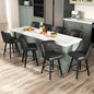 Counter Height Bar Stools Set of 8, Modern Swivel Barstools with Back and Wood Legs, Faux Leather Upholstered Bar Chairs, 26" H Kitchen Counter Stools, Kitchen Island Home Bar, Black Grey