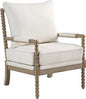 OSP Home Furnishings Fletcher Spindle Accent Chair with Rustic Brown Finish, Linen Upholstery