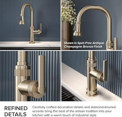 KRAUS Allyn Industrial Pull-Down Single Handle Kitchen Faucet in Chrome, KPF-4102CH
