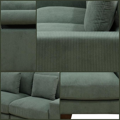Sectional Couches for Living Room, Loveseat Sofa Comfy Cloud Couch with Deep Seats, Lounge Modern Living Room Furniture for Small Space, Green